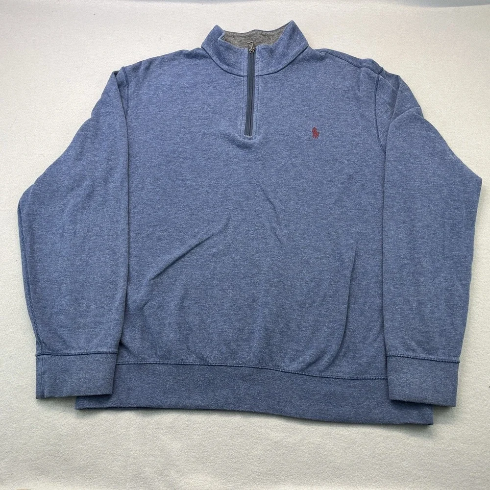 Polo Ralph Lauren 1/4 Zip Pullover Sweater Blue Long Sleeve Mens Size Large